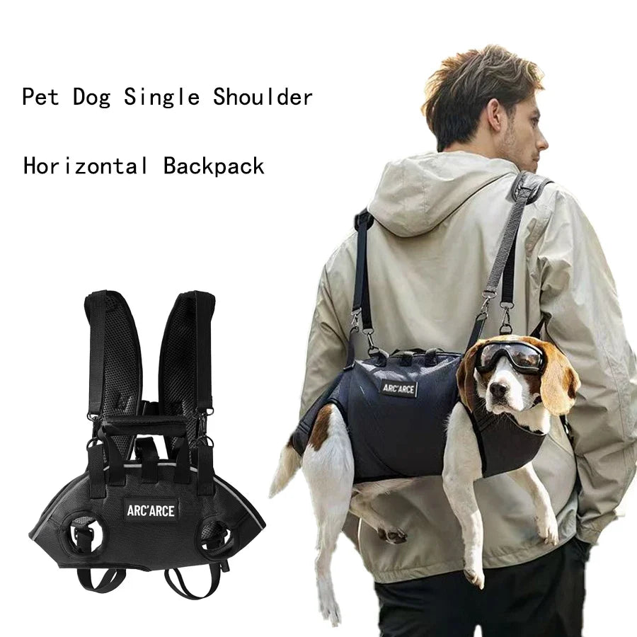 Portable Dog Backpack – Double-Shoulder Pet Carrier with Crossbody Strap