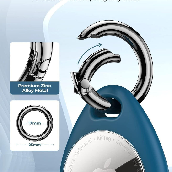 360° Protective Case for Airtag (1St & 2Nd Generation) [4 Pack], TPU Full Cover Keyring Holder with Premium Zinc Alloy Spring Clip, Scratch-Resistant Design for Keys, Bags, Luggage