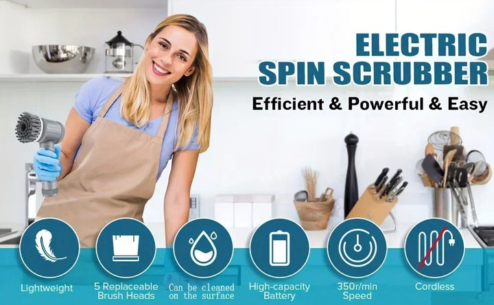 Electric Spin Scrubber, Bathroom Cordless Cleaning Brush Power Scrubber