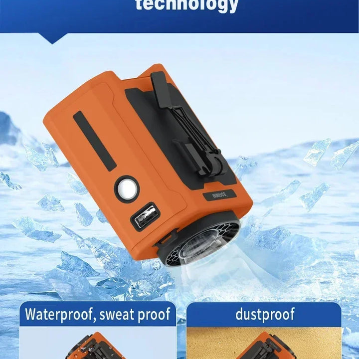 Portable Waist Fan 10000mAh with Power Bank LED Lighting Hanging Neck Fan 5 Speed Strong Airflow Cooling Fan for Outdoor Working