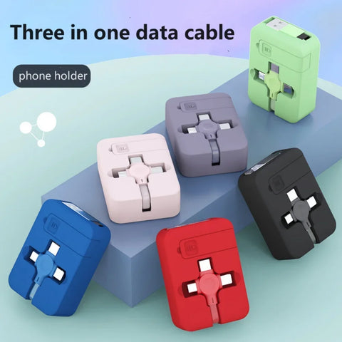 3 In 1 Retractable Multi Charging Cable Cord USB Compatible iPhone Android Type C