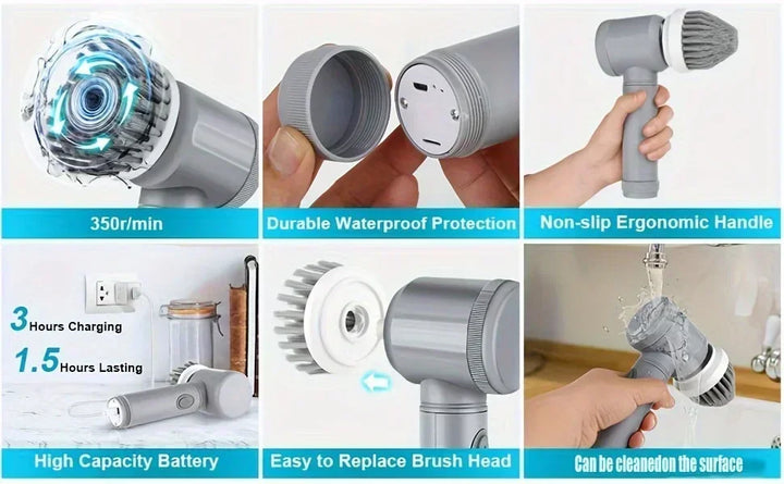 Electric Spin Scrubber, Bathroom Cordless Cleaning Brush Power Scrubber