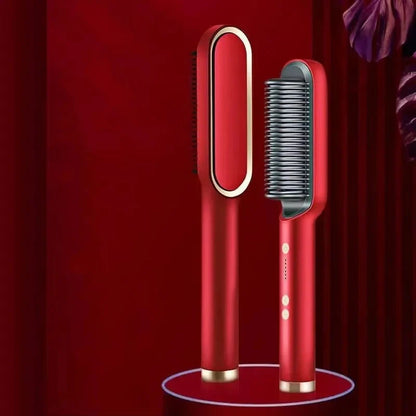 Electric PTC heat straightening brush One Step Hair Dryer 3 In 1 Ceramic Flat Iron Women Hair Straightener comb And Curling
