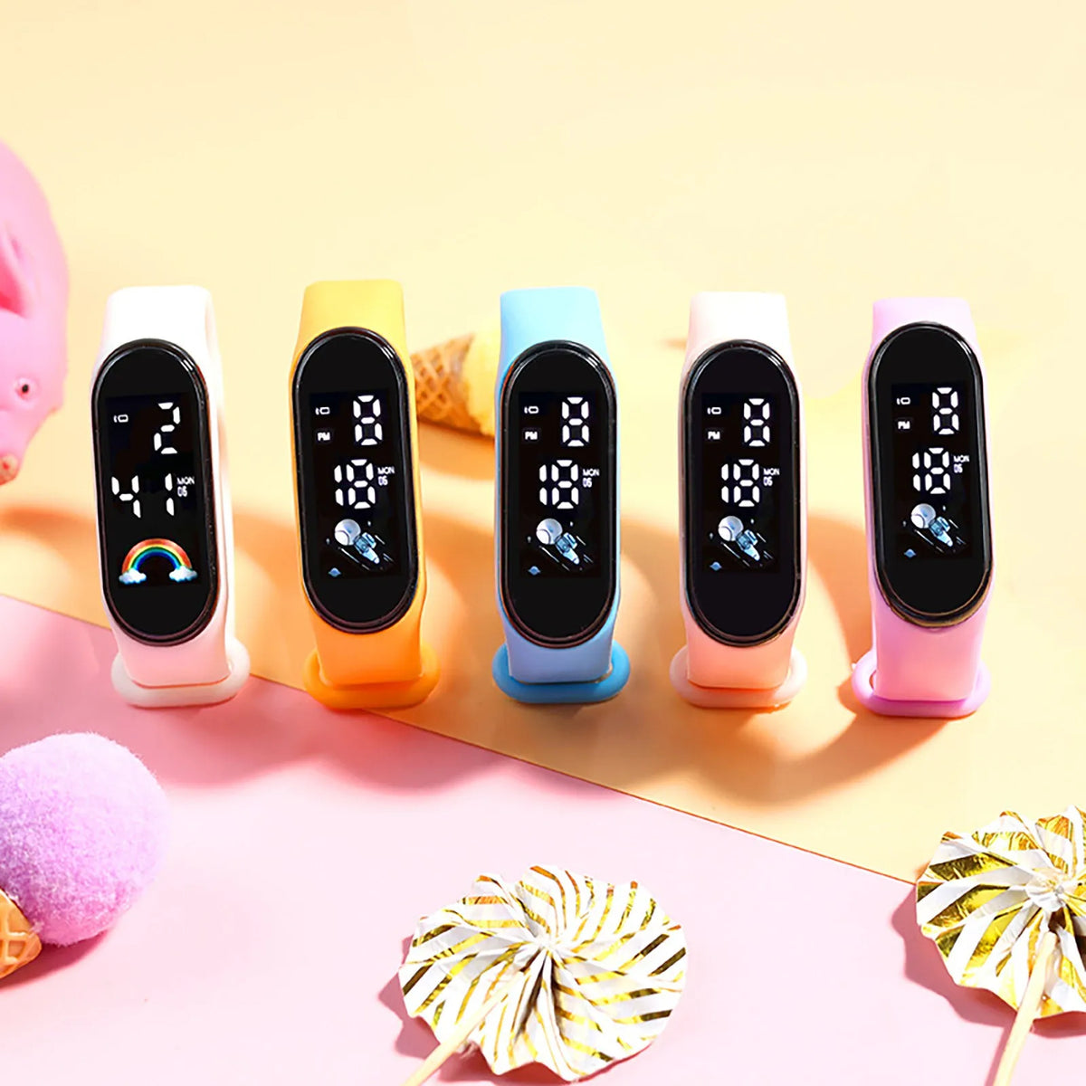 Kawaii Smart Watch For Kids Fashion Outdoor Waterproof Sports Kids' Watches Boy Girls Digital Watches Silicone