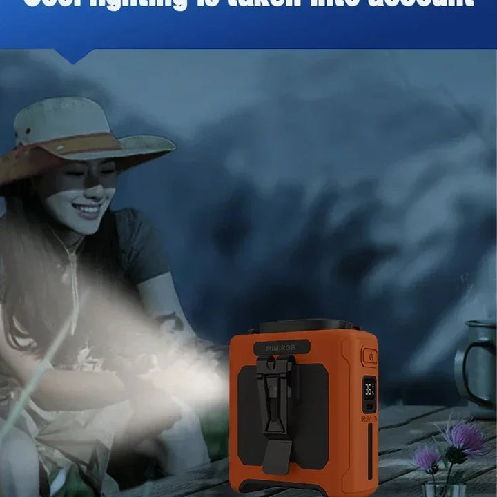 Portable Waist Fan 10000mAh with Power Bank LED Lighting Hanging Neck Fan 5 Speed Strong Airflow Cooling Fan for Outdoor Working