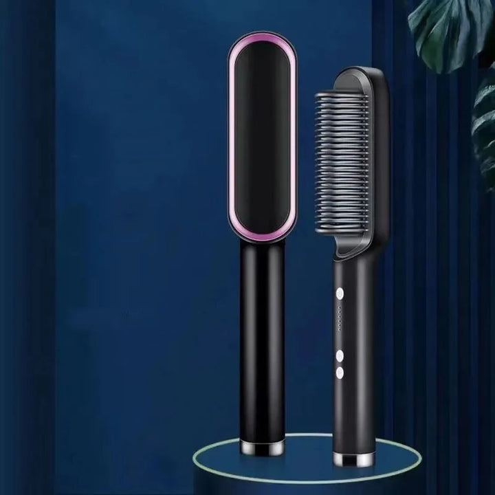 Electric PTC heat straightening brush One Step Hair Dryer 3 In 1 Ceramic Flat Iron Women Hair Straightener comb And Curling