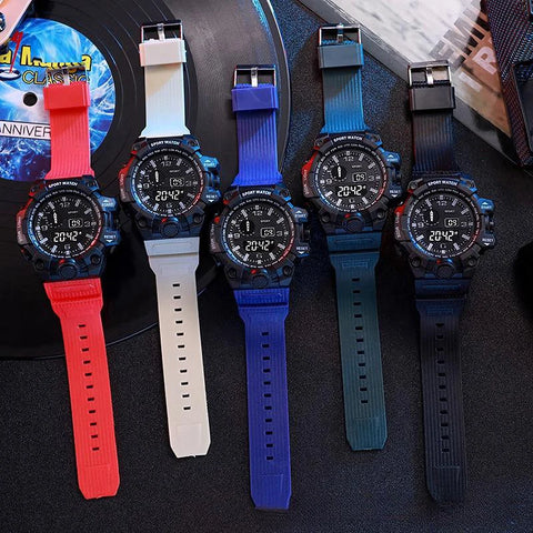 Fashion Men's Watch Sports Electronic Wristwatch Large dial Multifunctional Waterproof Luminous Alarm Kids Male's Military Watch