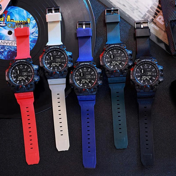 Fashion Men's Watch Sports Electronic Wristwatch Large dial Multifunctional Waterproof Luminous Alarm Kids Male's Military Watch