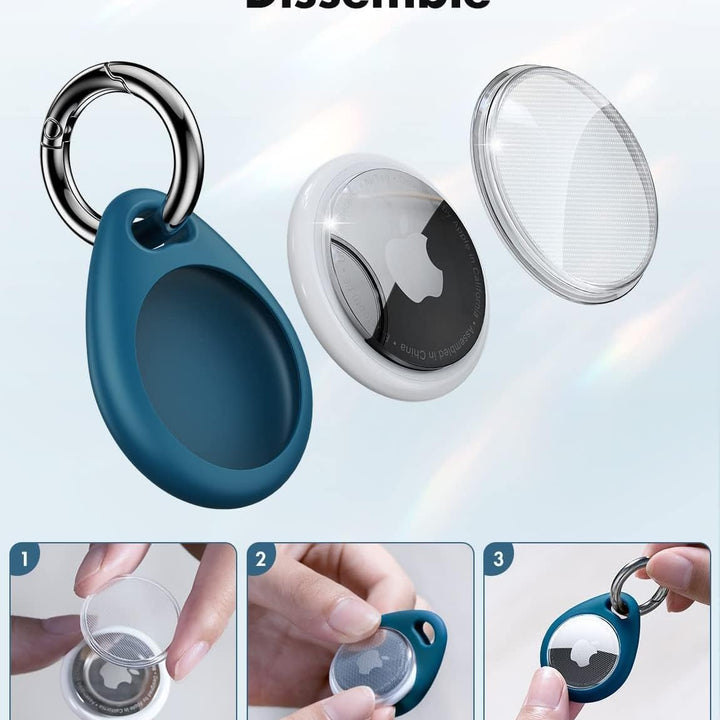 360° Protective Case for Airtag (1St & 2Nd Generation) [4 Pack], TPU Full Cover Keyring Holder with Premium Zinc Alloy Spring Clip, Scratch-Resistant Design for Keys, Bags, Luggage