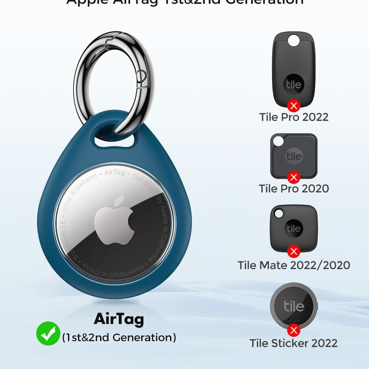 360° Protective Case for Airtag (1St & 2Nd Generation) [4 Pack], TPU Full Cover Keyring Holder with Premium Zinc Alloy Spring Clip, Scratch-Resistant Design for Keys, Bags, Luggage